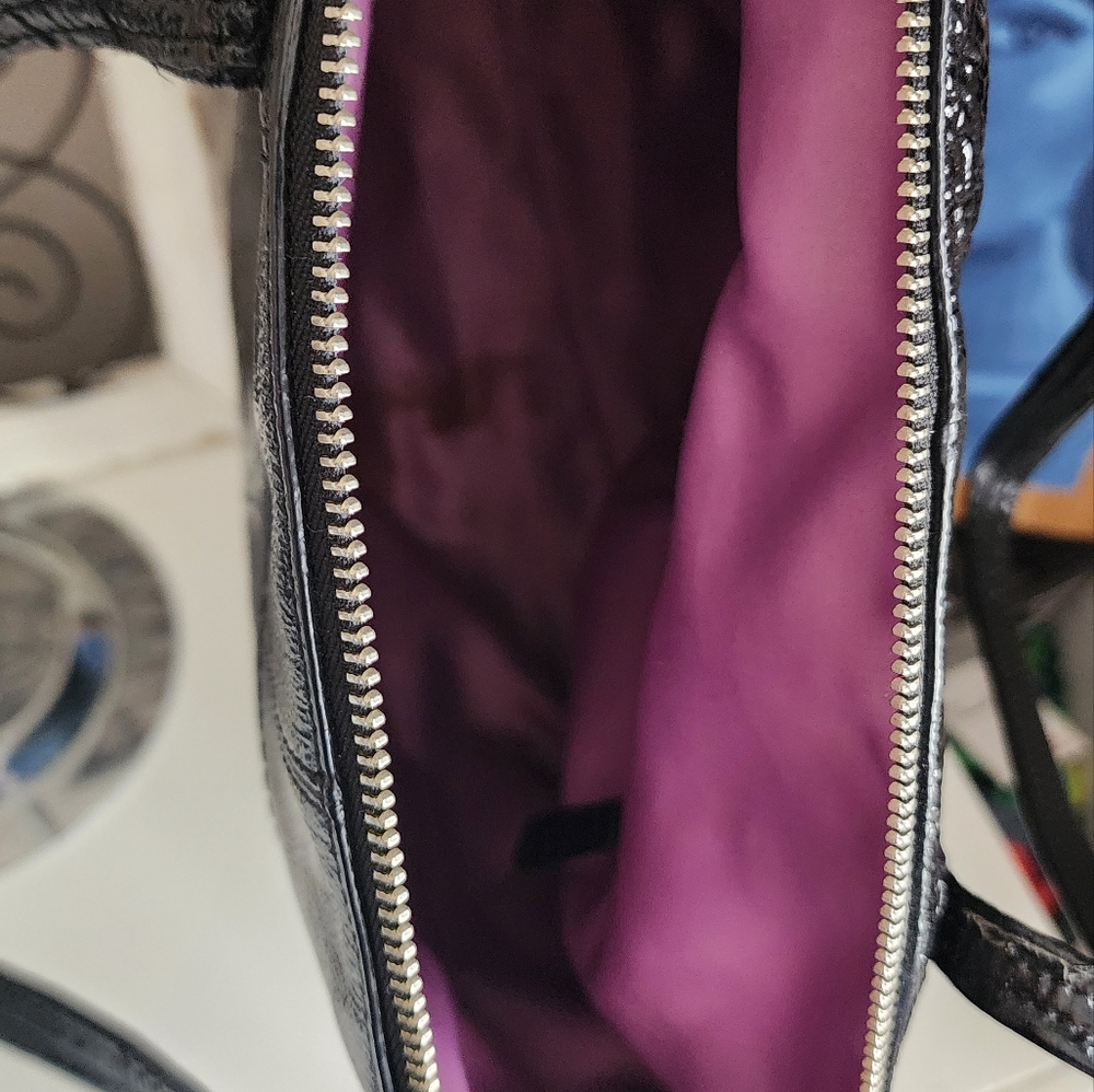 Coach Laura Black Leather And Patent Leather Tote Bag - Picture 6 of 7
